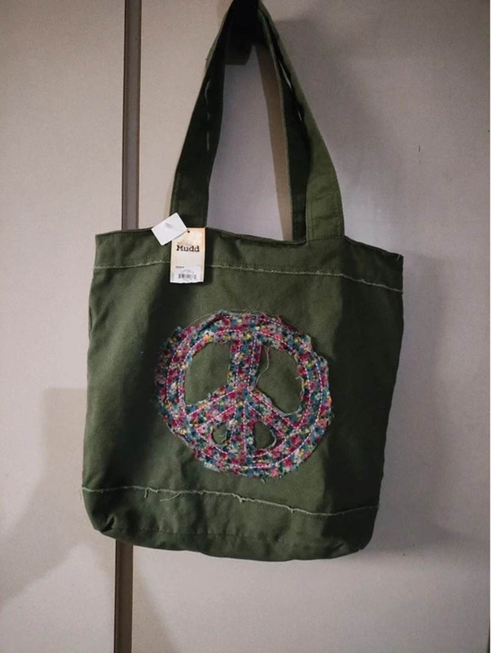 MUDD Peace Sign Vintage Hippie Tote NWT lined & compartments
